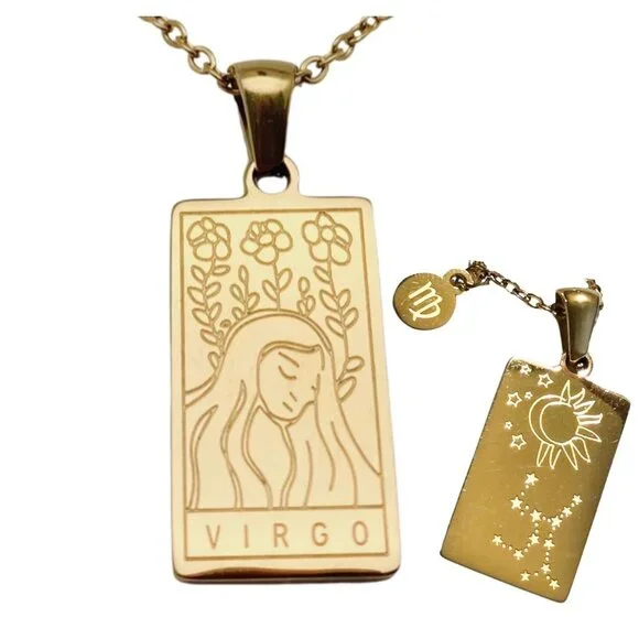 VIRGO Zodiac & Constellation Stainless Steel Pendant Necklace - Picture 1 of 8